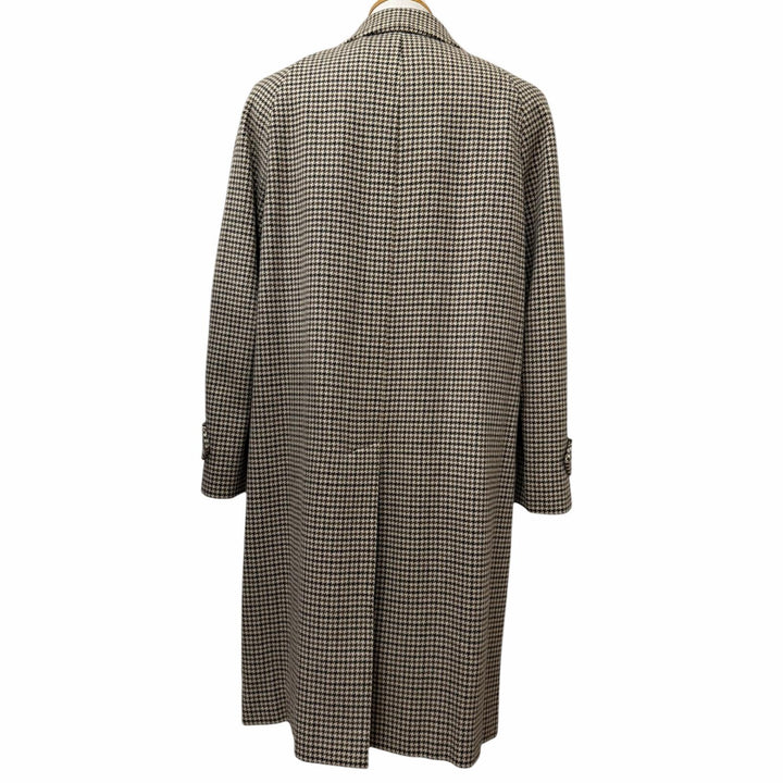 Great Burberrys coat Houndstooth pattern fly front Brown cashmere mens L