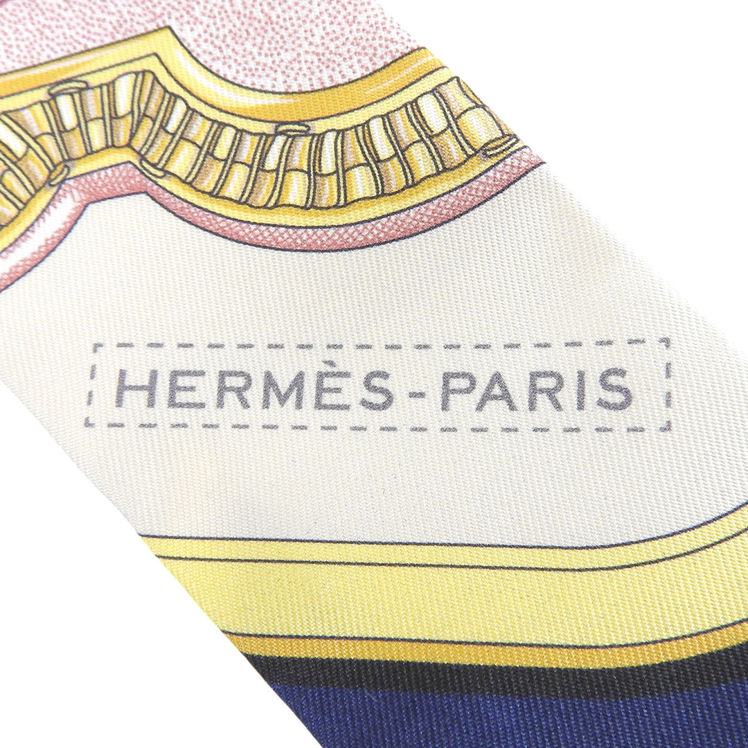 Pristine HERMES scarf Twilly Gran Apara beige silk Women