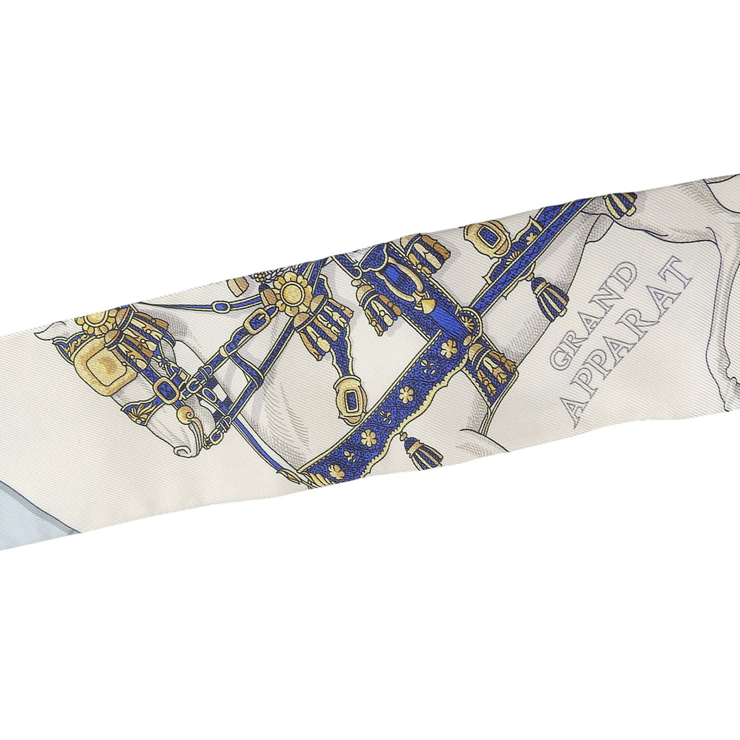Pristine HERMES scarf Twilly Gran Apara beige silk Women