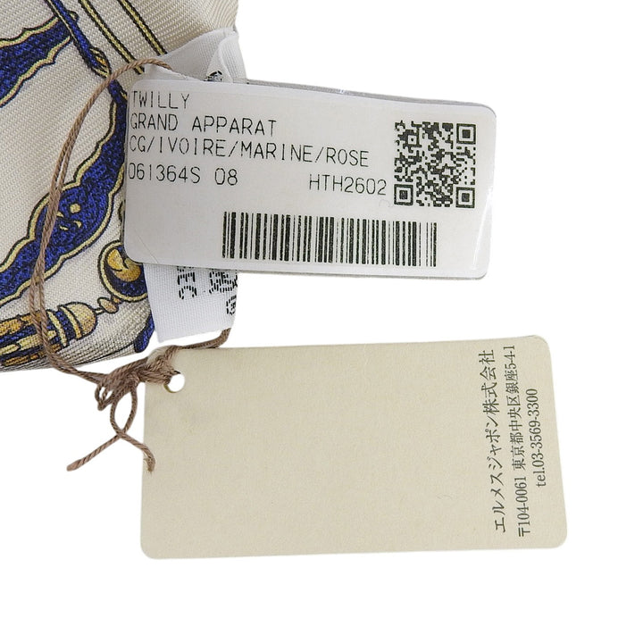 Pristine HERMES scarf Twilly Gran Apara beige silk Women