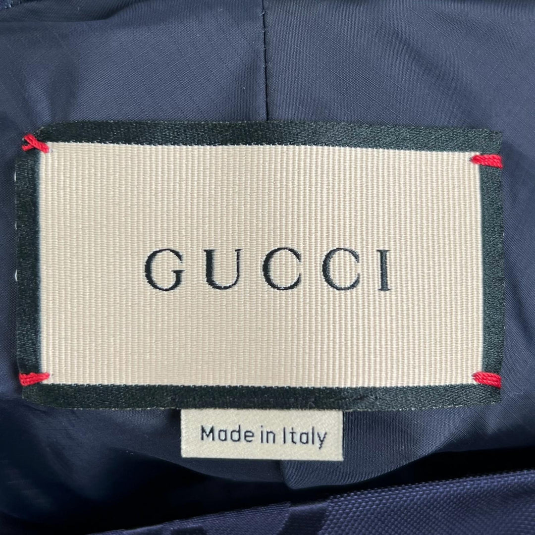 Pristine GUCCI Nylon jacket Jumbo GG Hooded Half-Zip Navy Nylon mens 44 685818