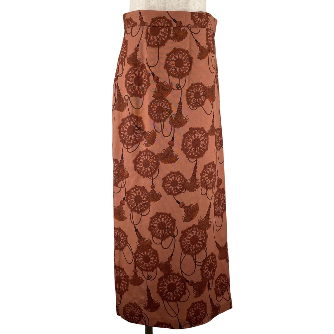 Excellent HERMES skirt Tassel Pattern Brown wool Women FR 36 2E0312DZ