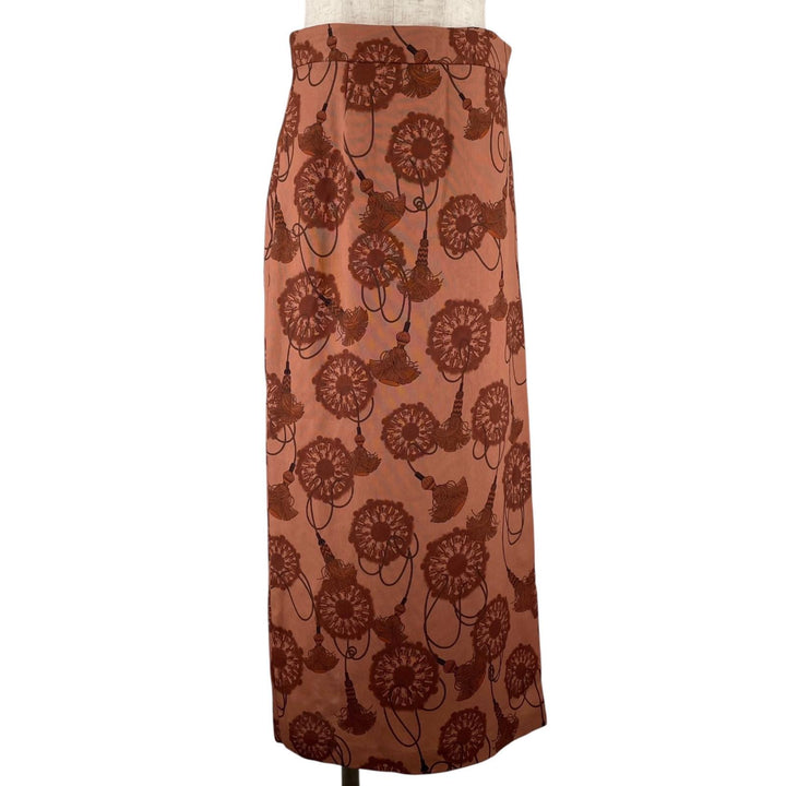 Excellent HERMES skirt Tassel Pattern Brown wool Women FR 36 2E0312DZ