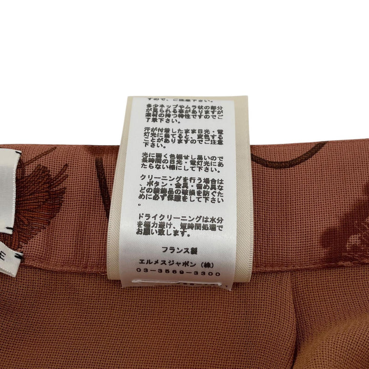 Excellent HERMES skirt Tassel Pattern Brown wool Women FR 36 2E0312DZ