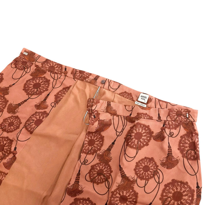 Excellent HERMES skirt Tassel Pattern Brown wool Women FR 36 2E0312DZ