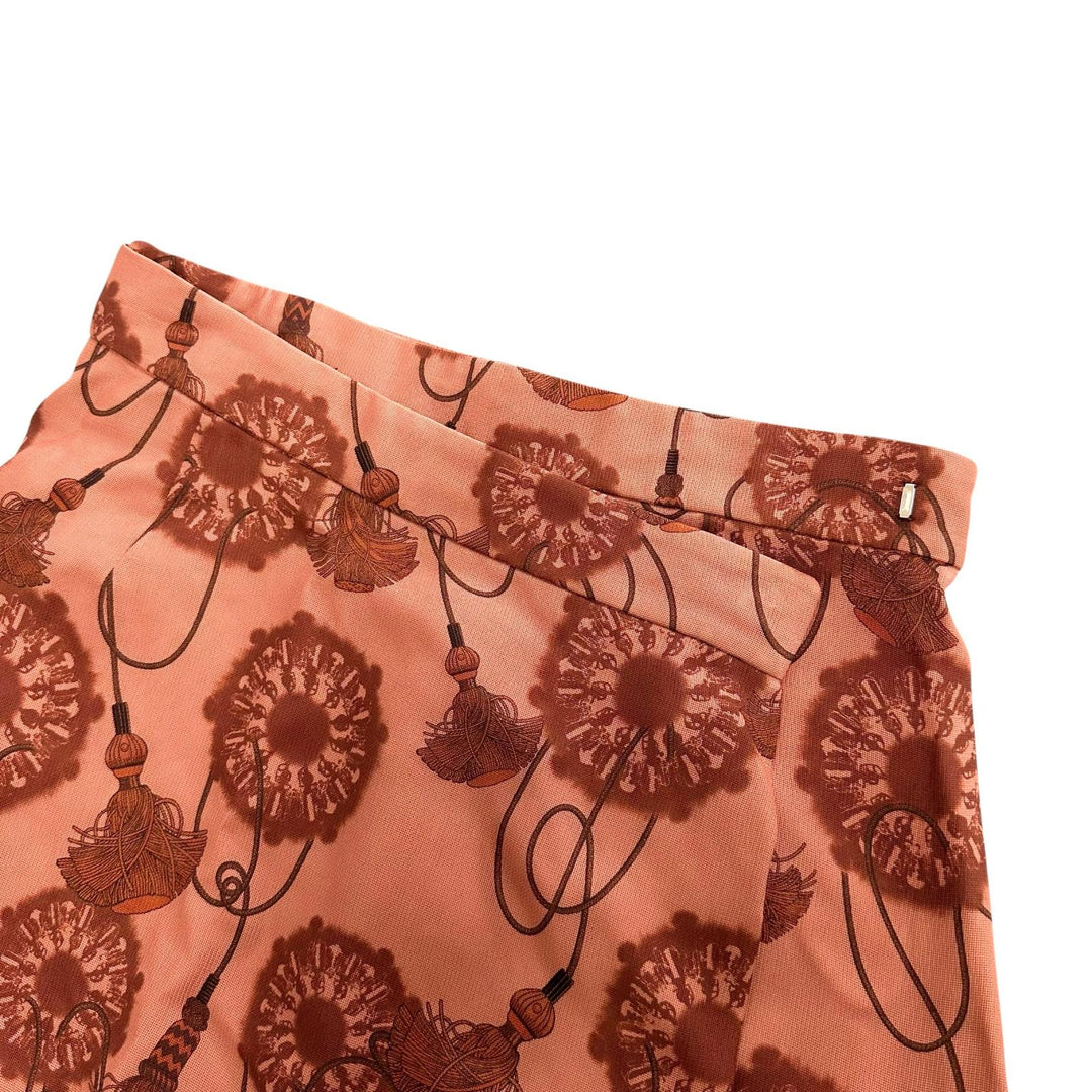 Excellent HERMES skirt Tassel Pattern Brown wool Women FR 36 2E0312DZ