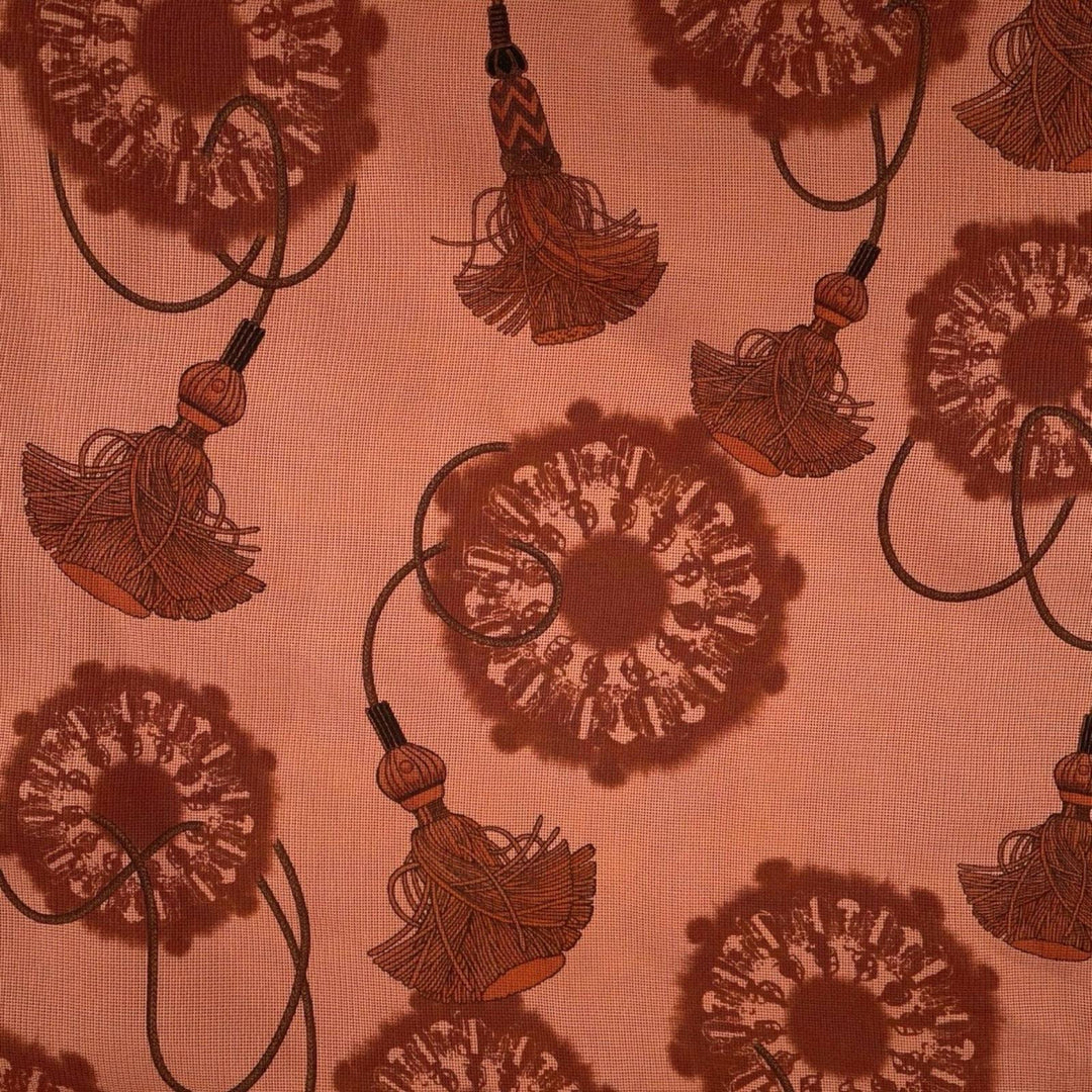 Excellent HERMES skirt Tassel Pattern Brown wool Women FR 36 2E0312DZ