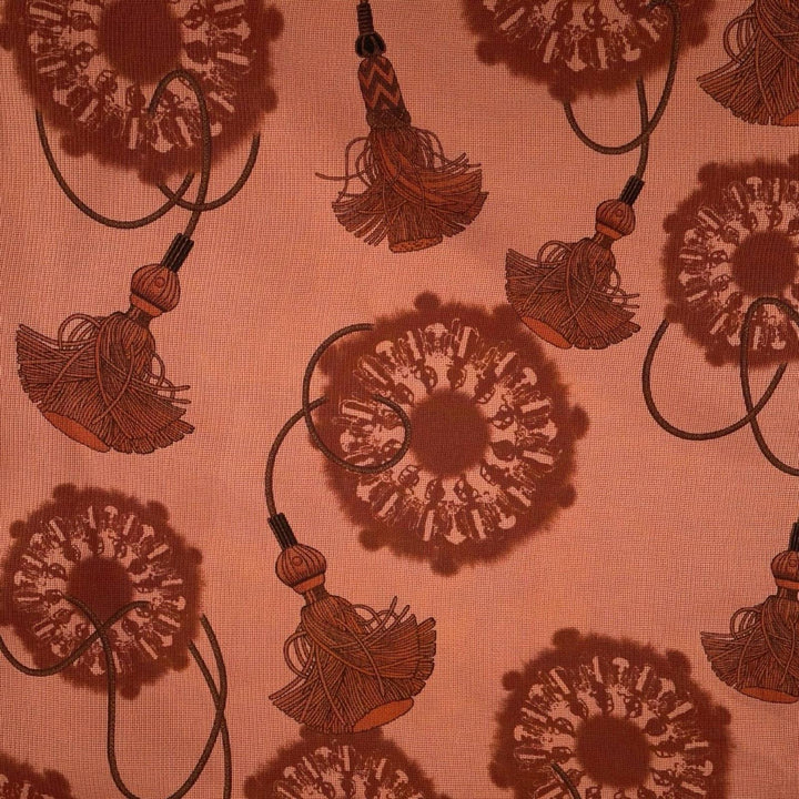Excellent HERMES skirt Tassel Pattern Brown wool Women FR 36 2E0312DZ