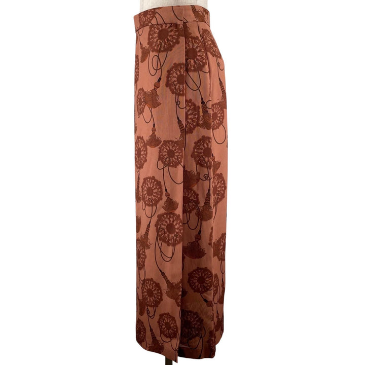 Excellent HERMES skirt Tassel Pattern Brown wool Women FR 36 2E0312DZ
