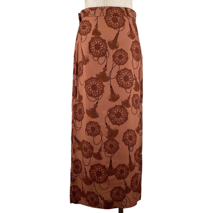 Excellent HERMES skirt Tassel Pattern Brown wool Women FR 36 2E0312DZ