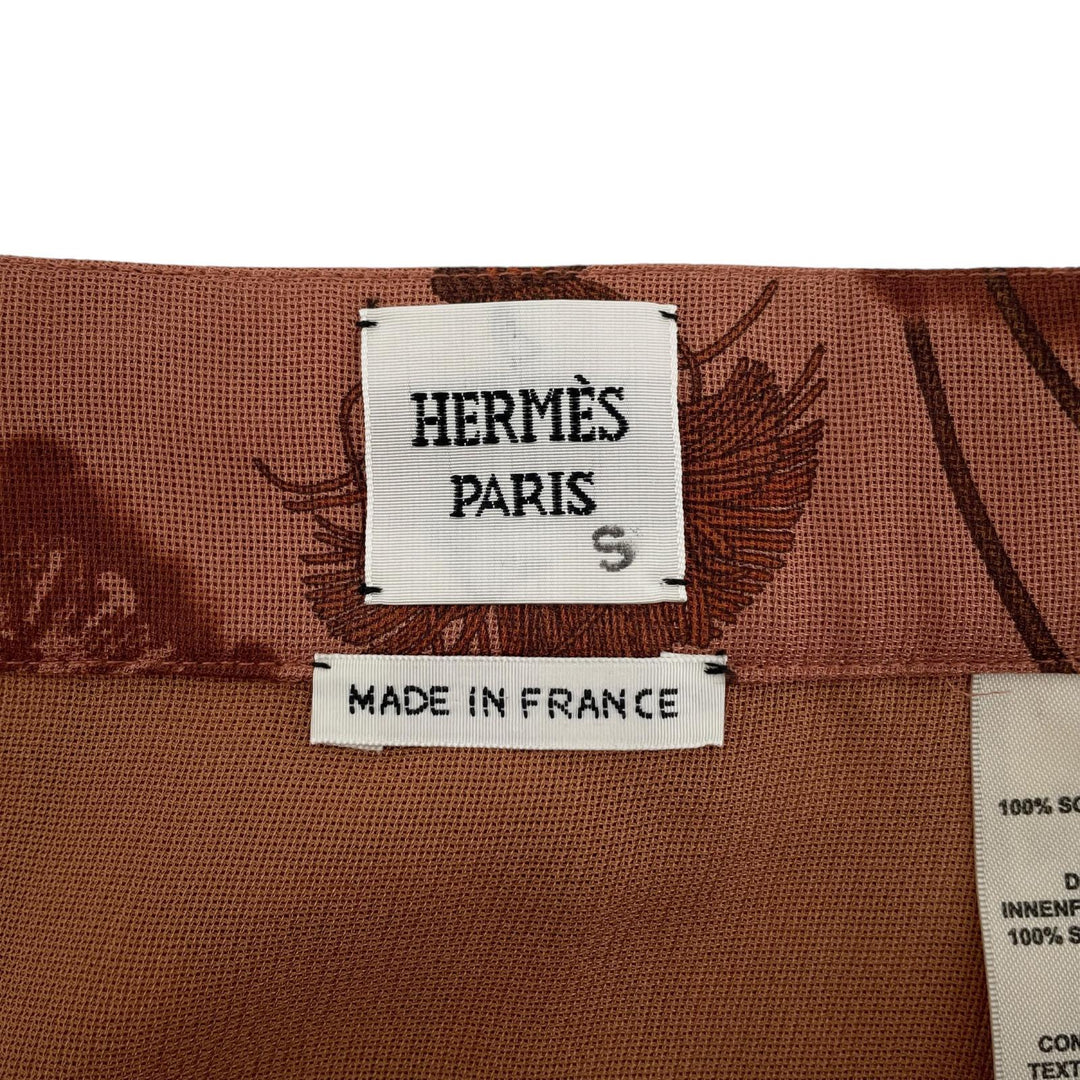 Excellent HERMES skirt Tassel Pattern Brown wool Women FR 36 2E0312DZ