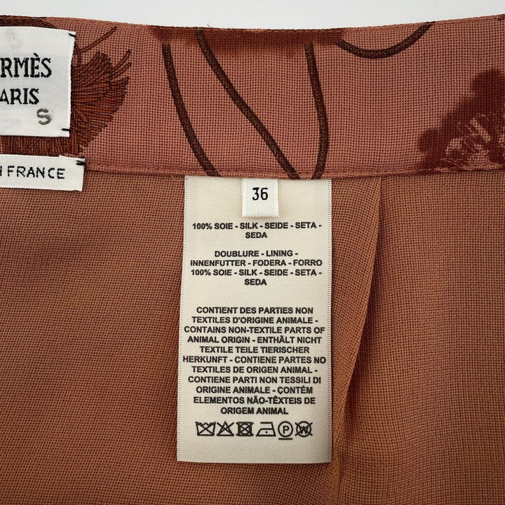Excellent HERMES skirt Tassel Pattern Brown wool Women FR 36 2E0312DZ