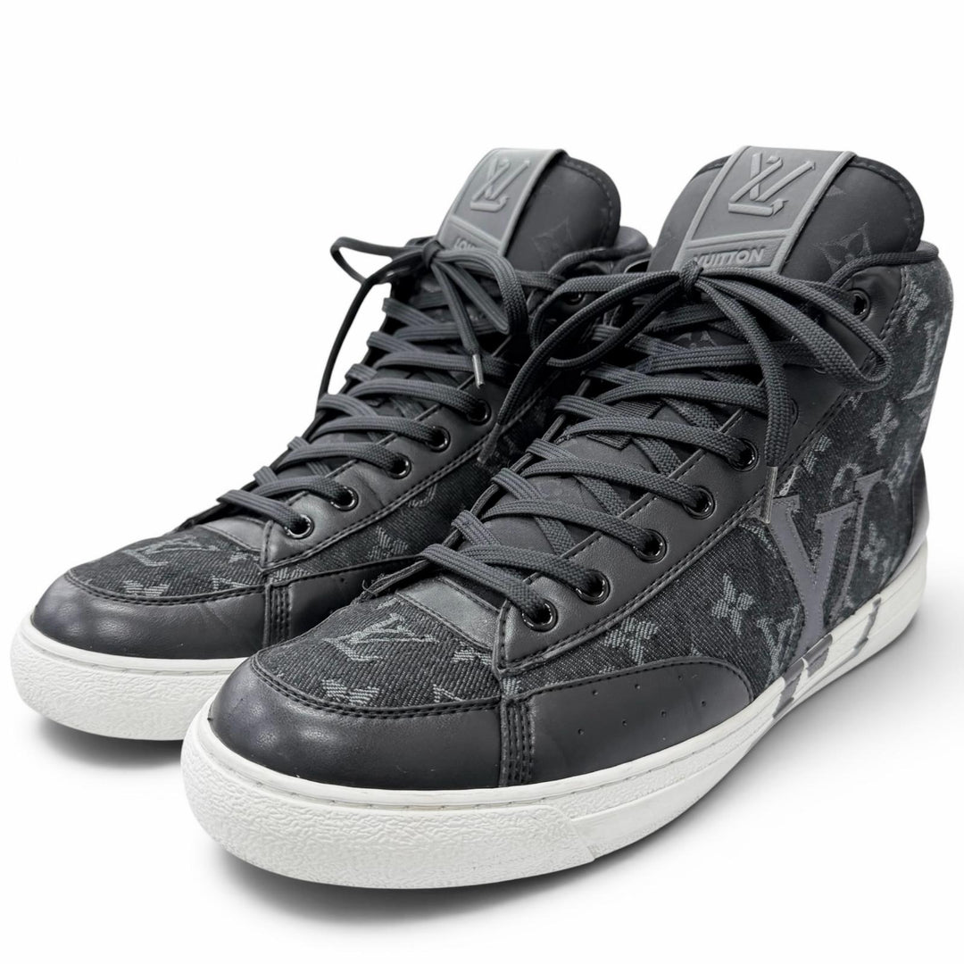 Great LOUIS VUITTON High cut sneakers LV Charlie Line black Monogram denim