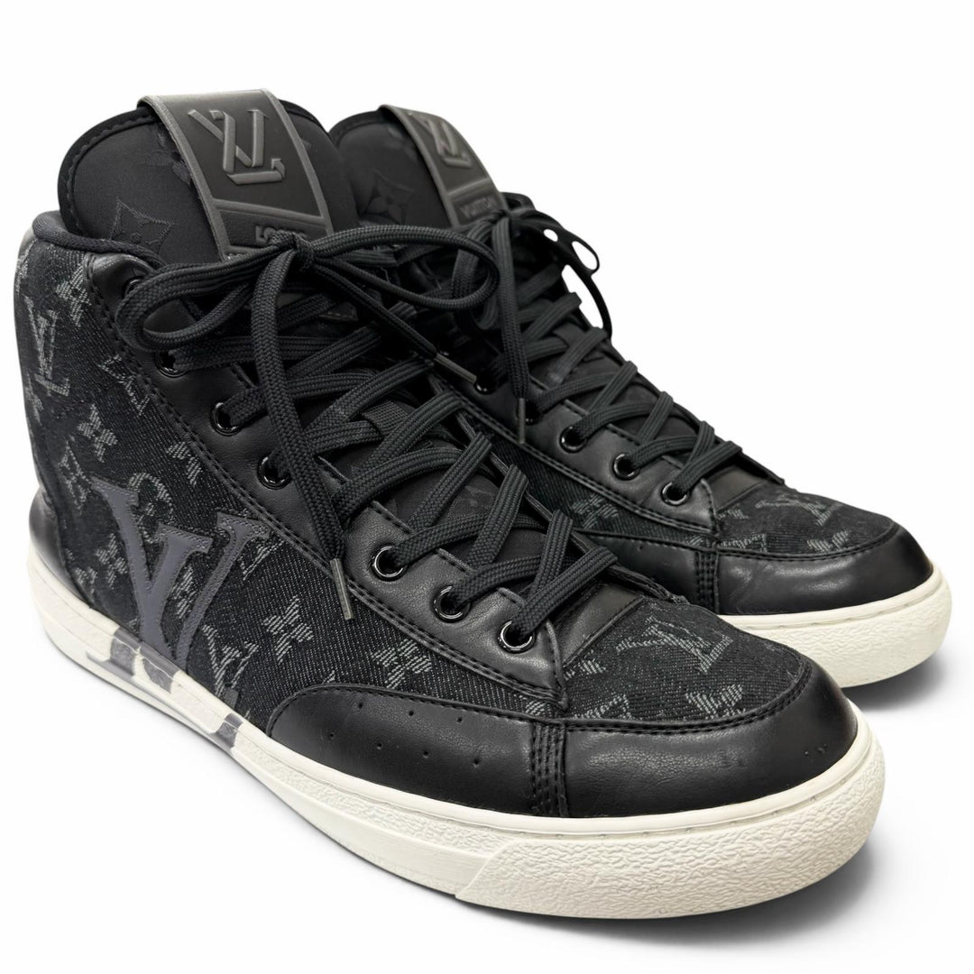 Great LOUIS VUITTON High cut sneakers LV Charlie Line black Monogram denim