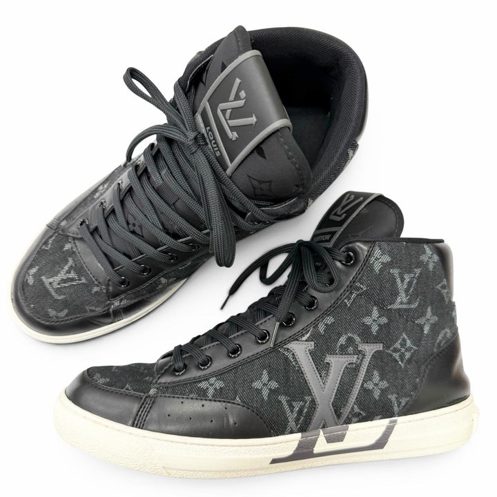 Great LOUIS VUITTON High cut sneakers LV Charlie Line black Monogram denim