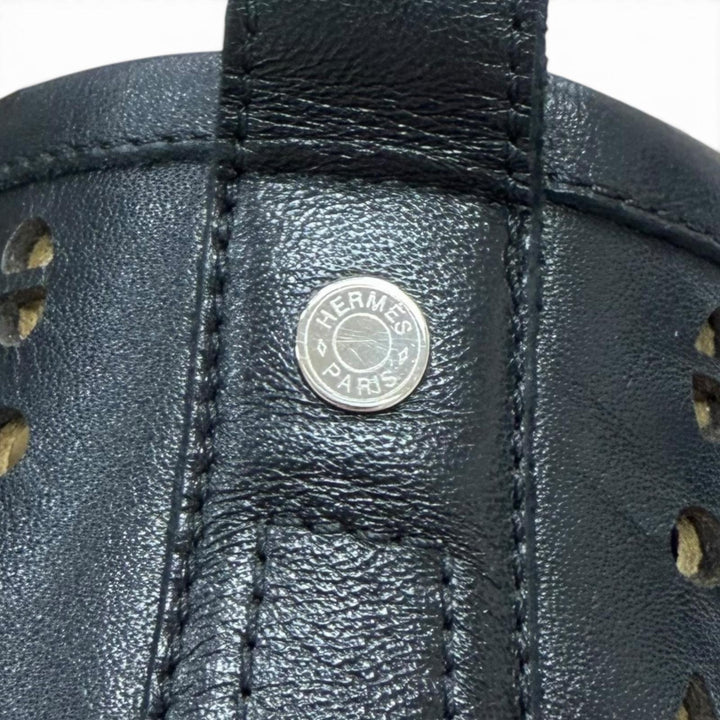 Great HERMES High cut sneakers Jimmy Punching design black leather Women 36.5