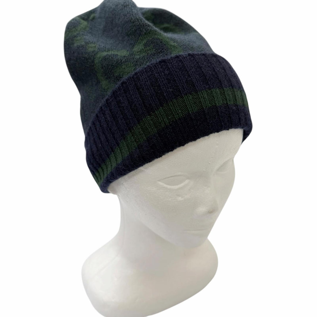 Pristine GUCCI Knit cap Jumbo GG Navy cashmere mens 676827
