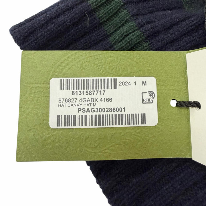 Pristine GUCCI Knit cap Jumbo GG Navy cashmere mens 676827