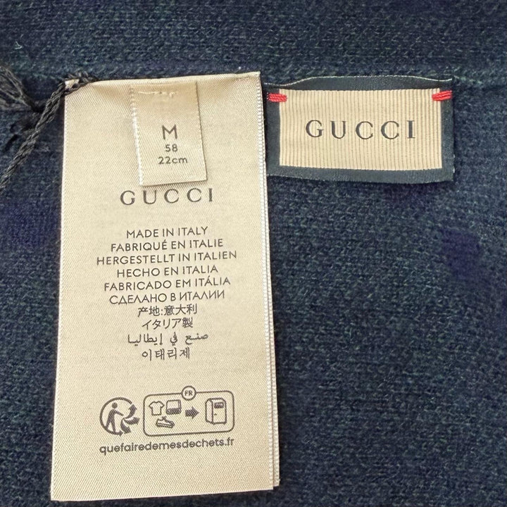 Pristine GUCCI Knit cap Jumbo GG Navy cashmere mens 676827
