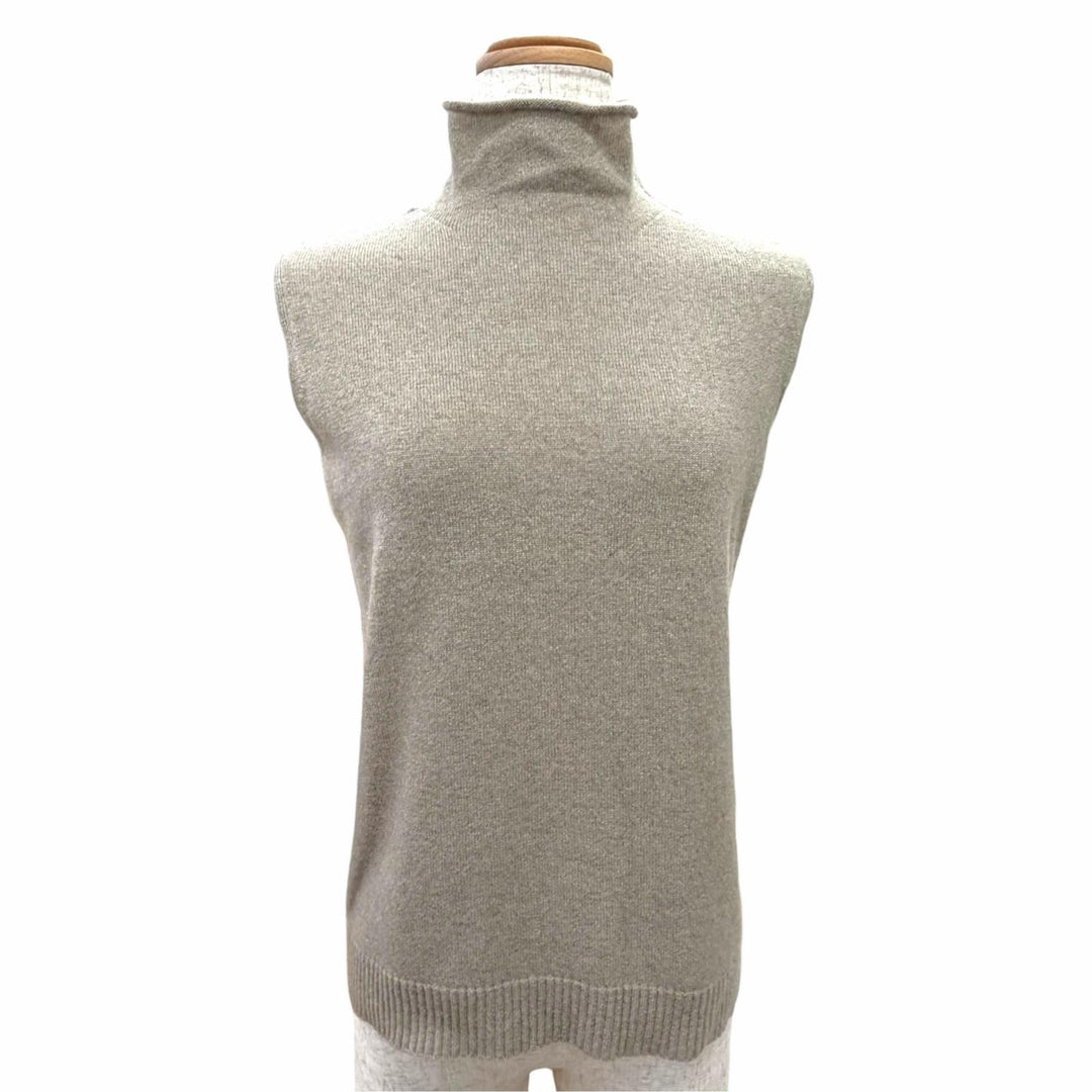 Excellent HERMES Best Margiela era high-neck sleeveless knit beige cashmere