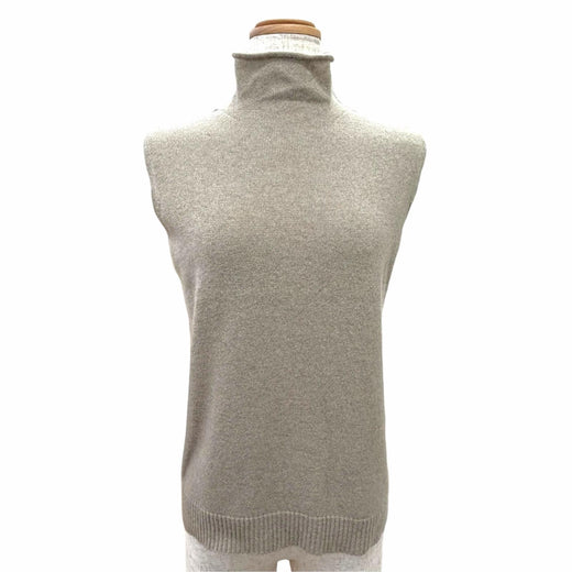 Excellent HERMES Best Margiela era high-neck sleeveless knit beige cashmere