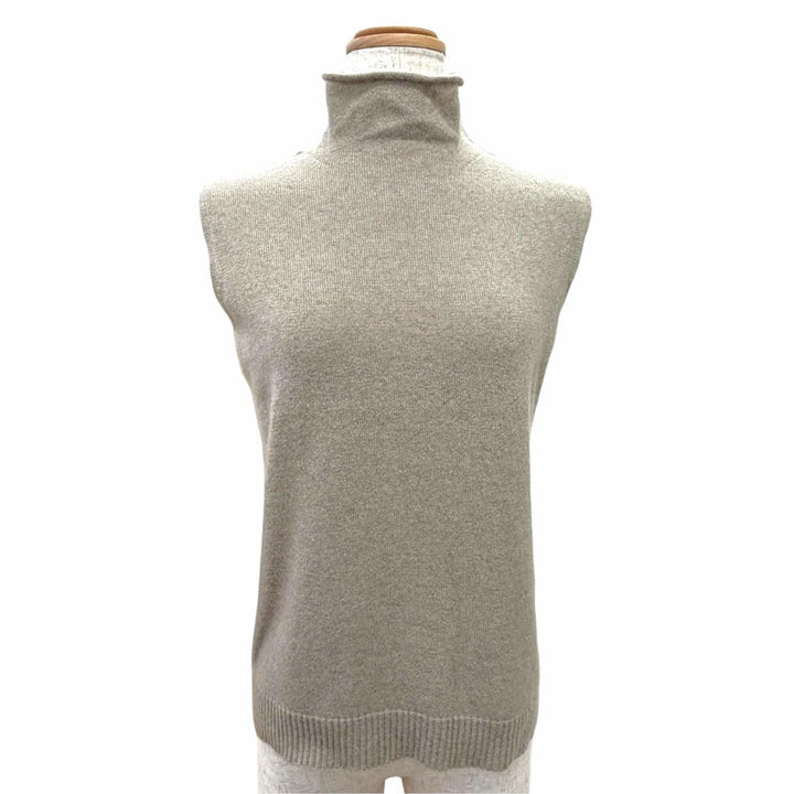 Excellent HERMES Best Margiela era high-neck sleeveless knit beige cashmere