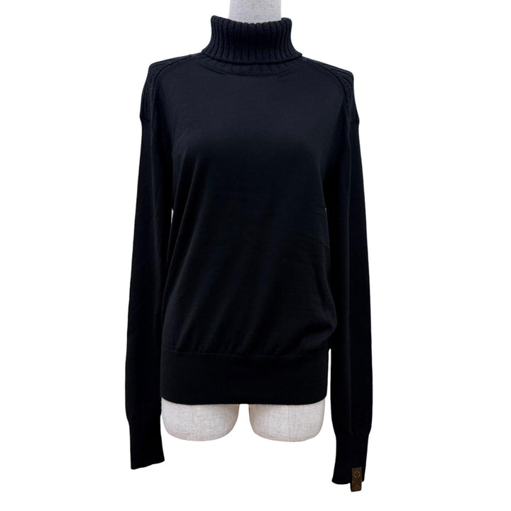 Great LOUIS VUITTON knit Monogram leather hardware turtleneck black Women XS