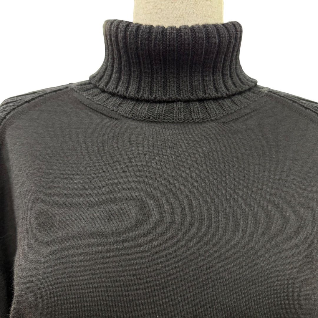 Great LOUIS VUITTON knit Monogram leather hardware turtleneck black Women XS