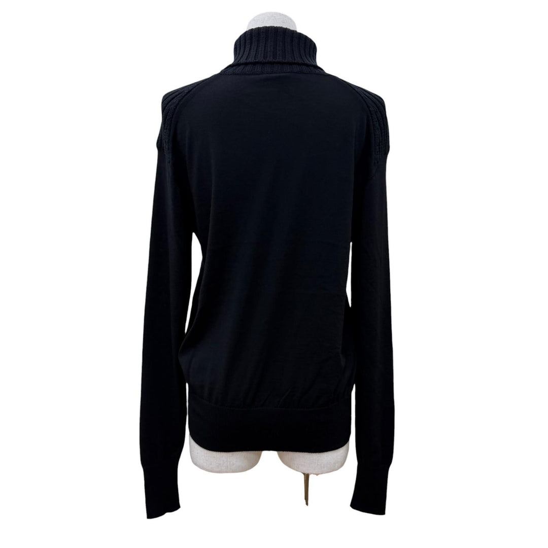 Great LOUIS VUITTON knit Monogram leather hardware turtleneck black Women XS