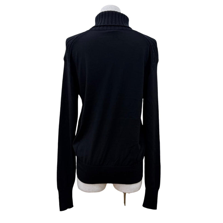 Great LOUIS VUITTON knit Monogram leather hardware turtleneck black Women XS
