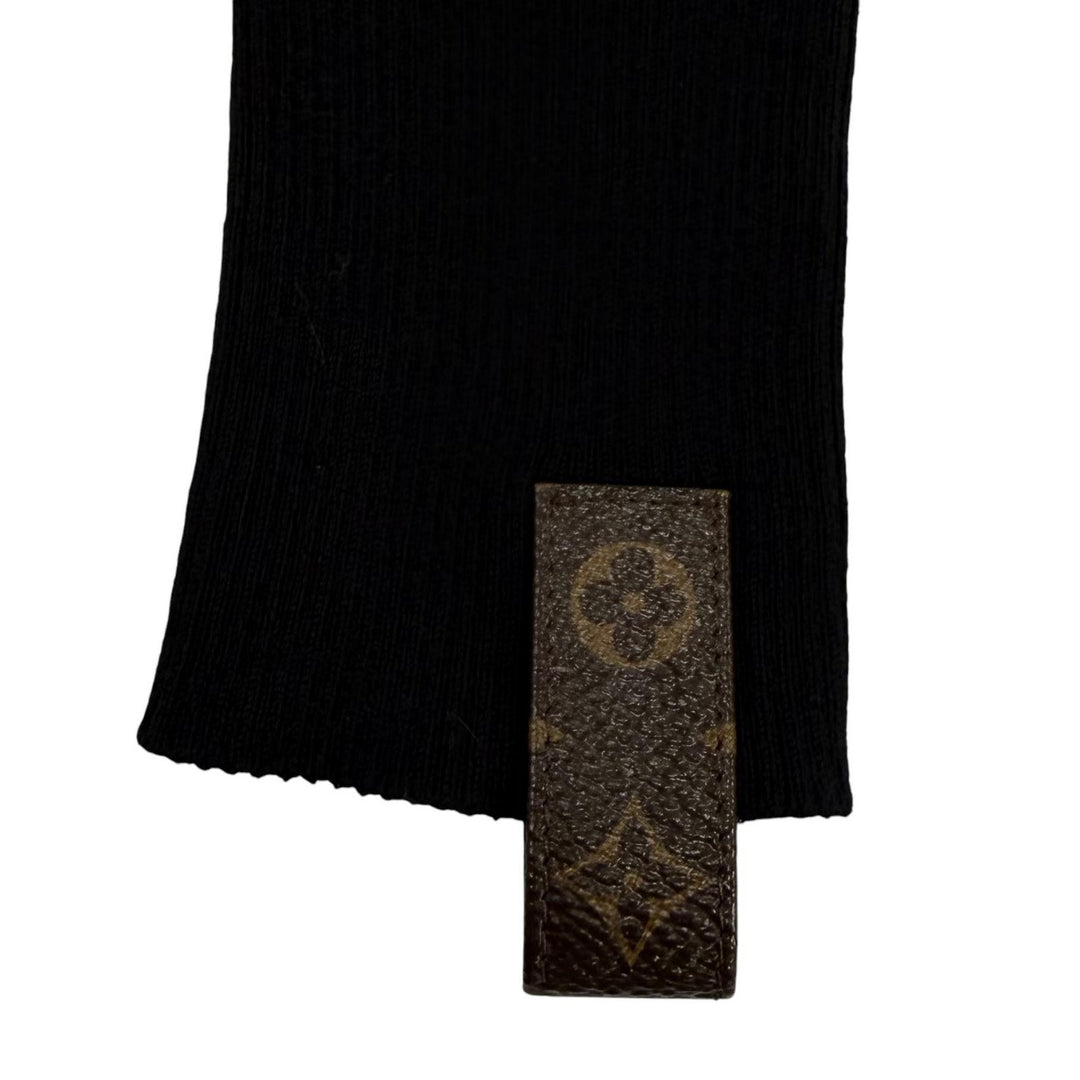 Great LOUIS VUITTON knit Monogram leather hardware turtleneck black Women XS