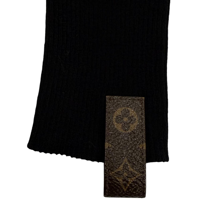 Great LOUIS VUITTON knit Monogram leather hardware turtleneck black Women XS