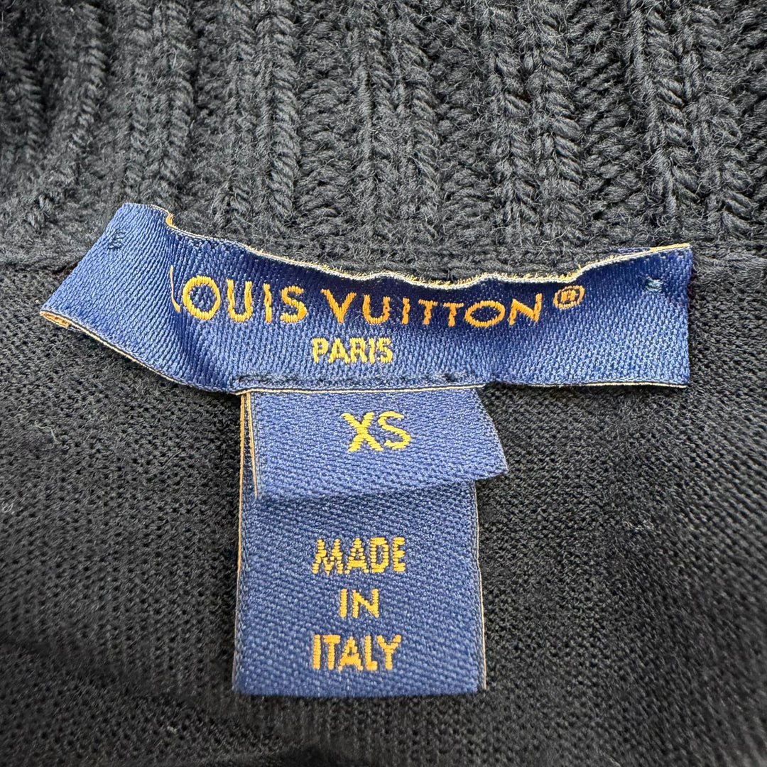 Great LOUIS VUITTON knit Monogram leather hardware turtleneck black Women XS