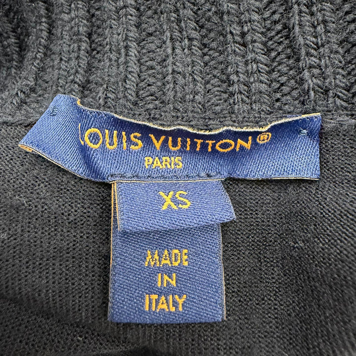 Great LOUIS VUITTON knit Monogram leather hardware turtleneck black Women XS