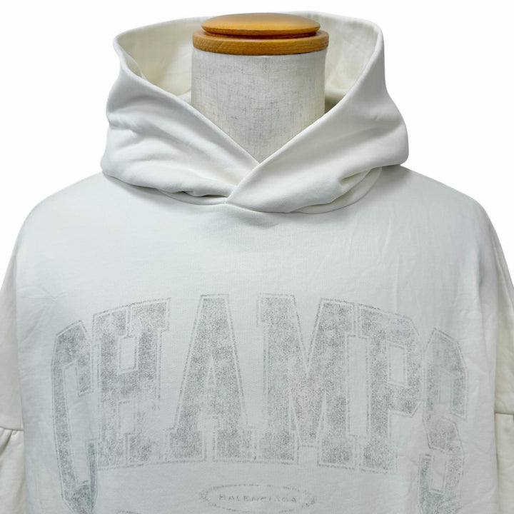 Pristine BALENCIAGA hoodie Logo print pullover Ivory cotton mens 3 818433