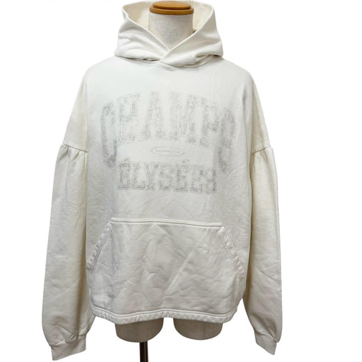 Pristine BALENCIAGA hoodie Logo print pullover Ivory cotton mens 3 818433