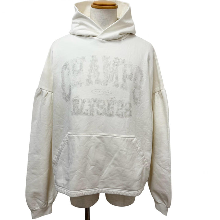 Pristine BALENCIAGA hoodie Logo print pullover Ivory cotton mens 3 818433