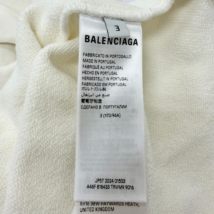 Pristine BALENCIAGA hoodie Logo print pullover Ivory cotton mens 3 818433
