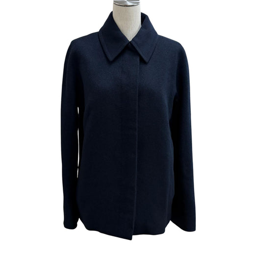 Great LOUIS VUITTON Jacket Monogram lining, concealed placket. Navy cashmere 42
