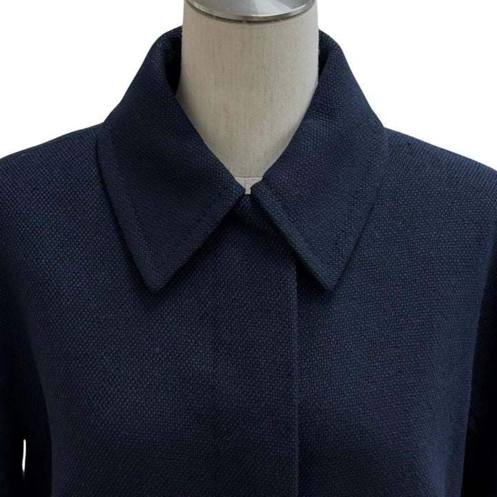 Great LOUIS VUITTON Jacket Monogram lining, concealed placket. Navy cashmere 42