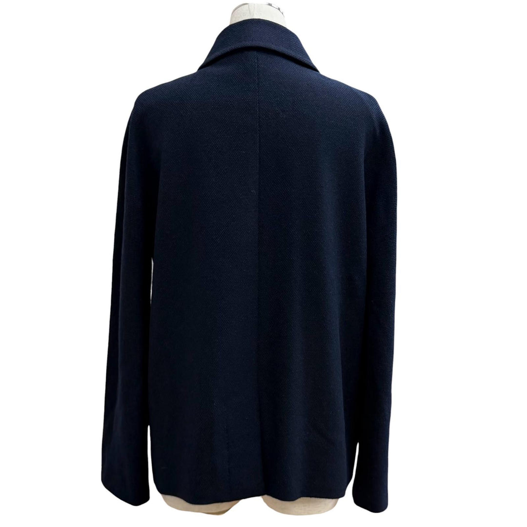 Great LOUIS VUITTON Jacket Monogram lining, concealed placket. Navy cashmere 42