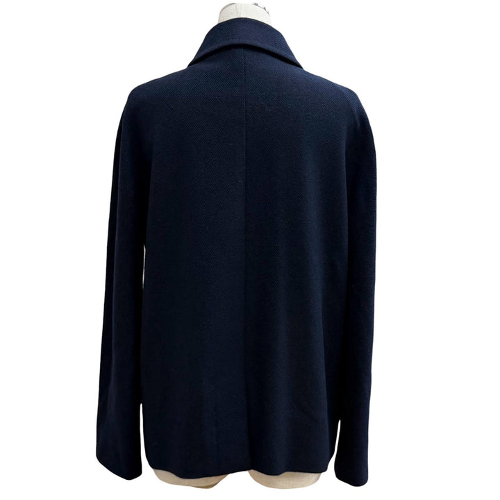 Great LOUIS VUITTON Jacket Monogram lining, concealed placket. Navy cashmere 42