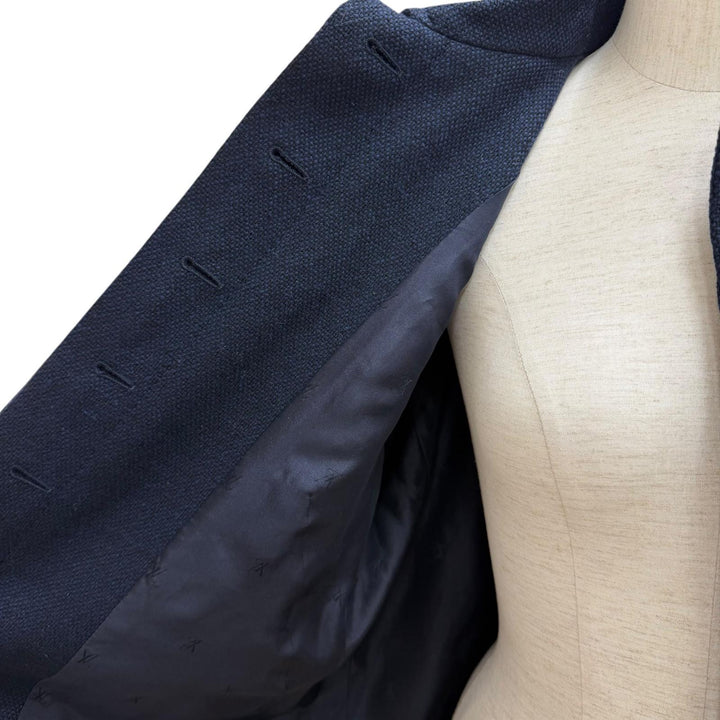 Great LOUIS VUITTON Jacket Monogram lining, concealed placket. Navy cashmere 42