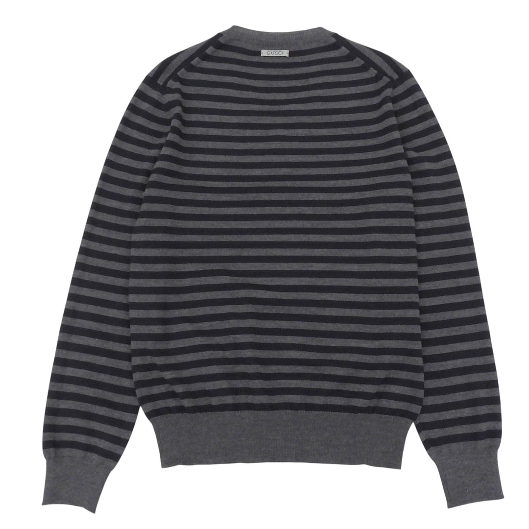 Great GUCCI sweater Striped V-neck knit gray wool mens M