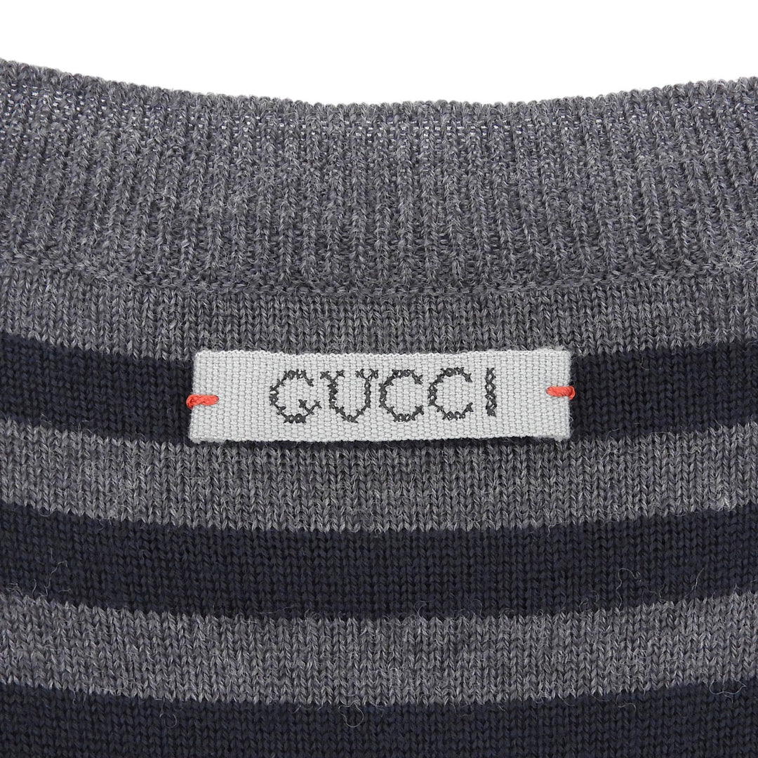 Great GUCCI sweater Striped V-neck knit gray wool mens M
