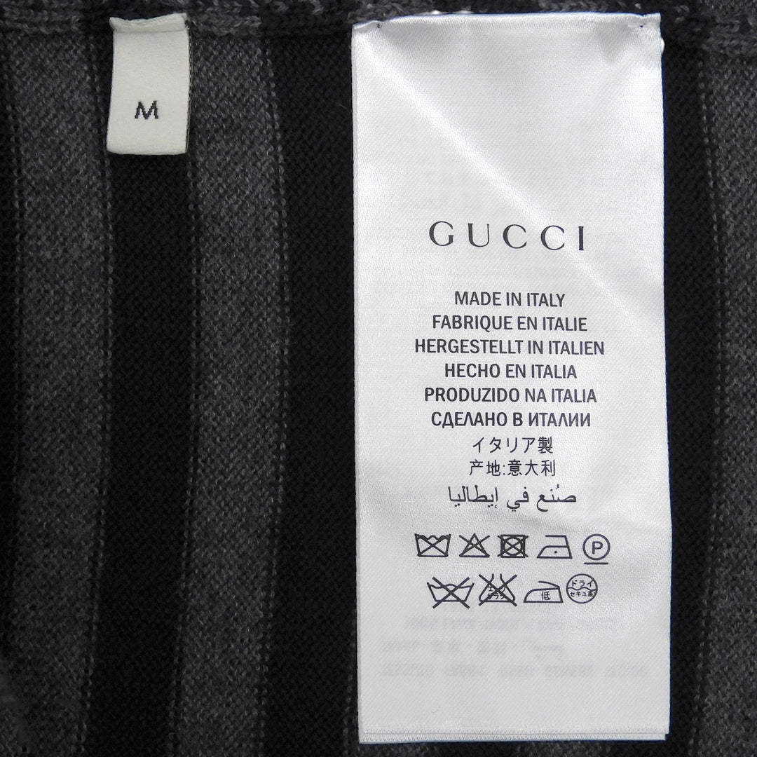 Great GUCCI sweater Striped V-neck knit gray wool mens M