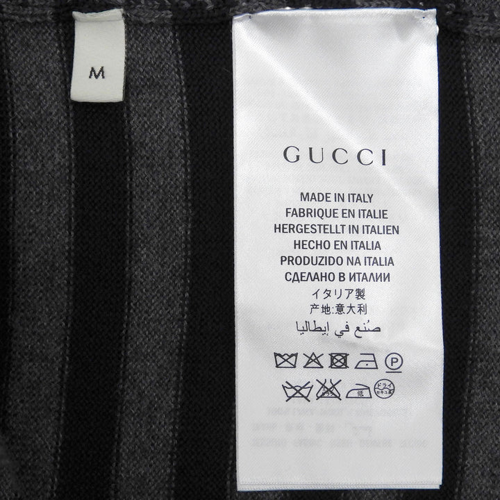 Great GUCCI sweater Striped V-neck knit gray wool mens M