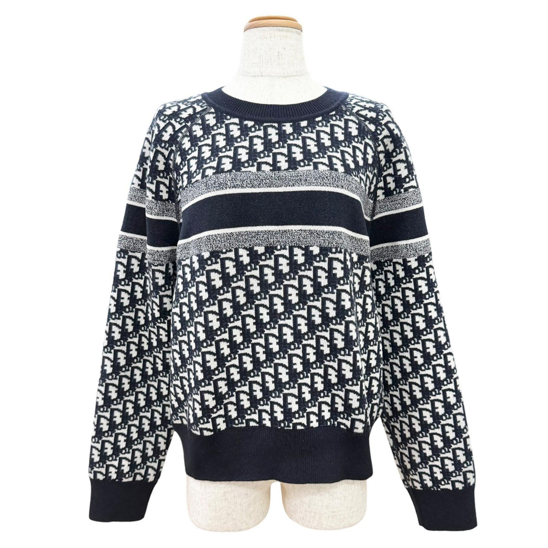 Great Christian Dior Oblique logo reversible longsleeve knit Navy 44 054S55AM055