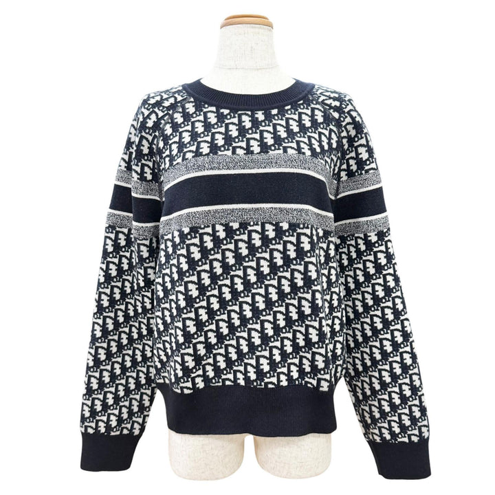 Great Christian Dior Oblique logo reversible longsleeve knit Navy 44 054S55AM055