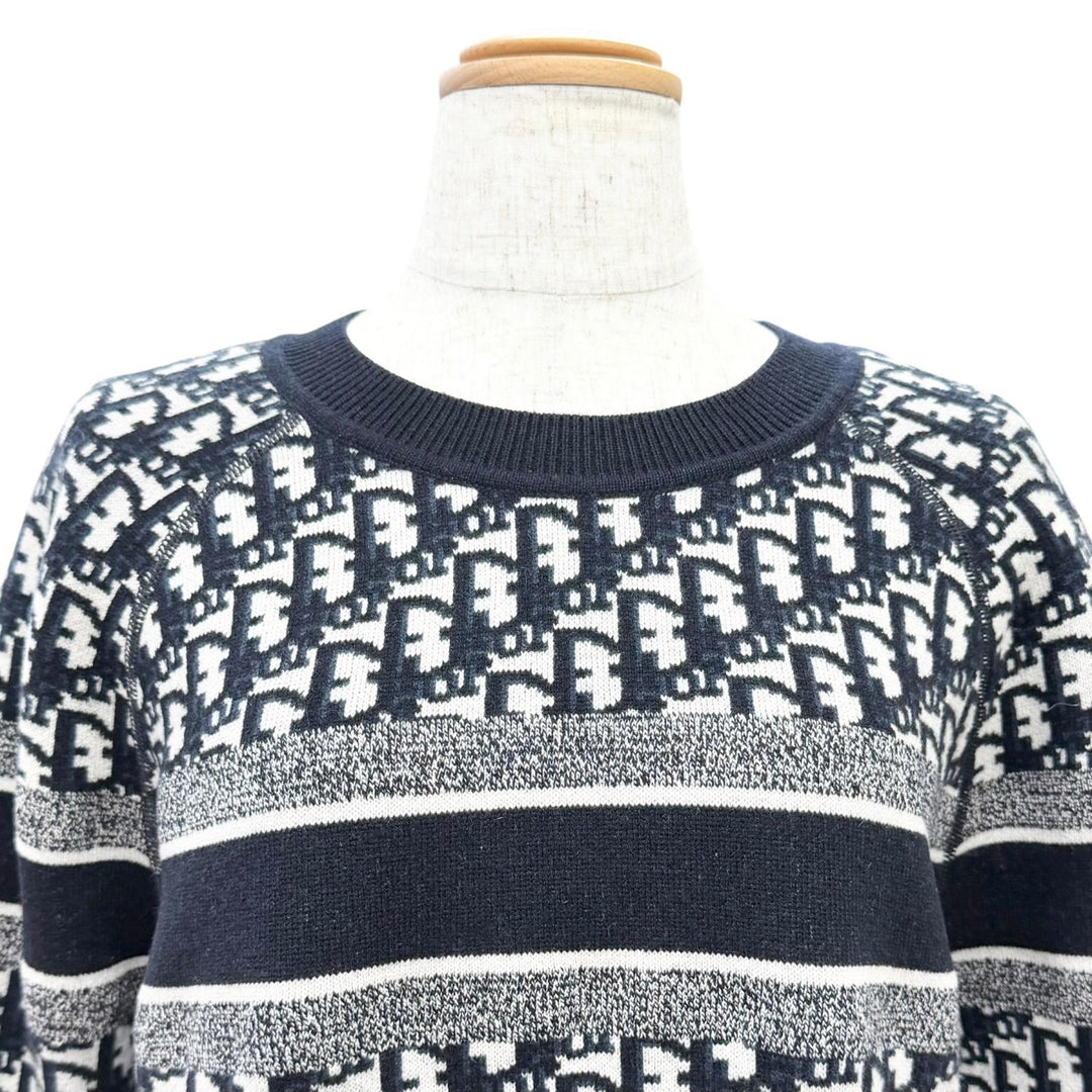 Great Christian Dior Oblique logo reversible longsleeve knit Navy 44 054S55AM055